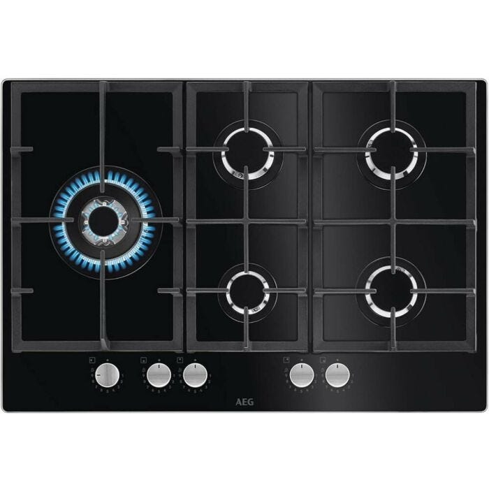 aeg HKB75820NB Gas On Glss Serie 6000 Piano cottura a gas cm. 75 - vetro nero
