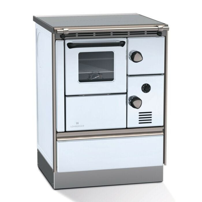 lohberger REGA 60 7,1 kW natürlicher Konvektions-Heißluft-Holzofen mit Backofen – weiß