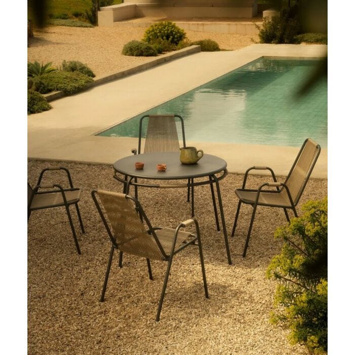 unopiù COCO Fester Tisch d. 90 cm aus Graphitmetall