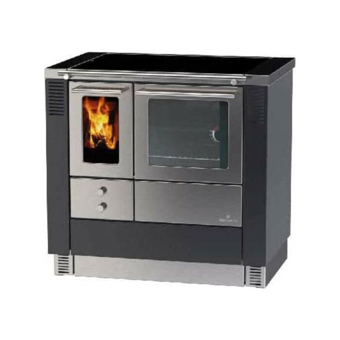 lohberger LC 75B EDITION VARIOLINE 7.0 kw natural convection hot air wood stove with oven - matt black grey/stainless steel