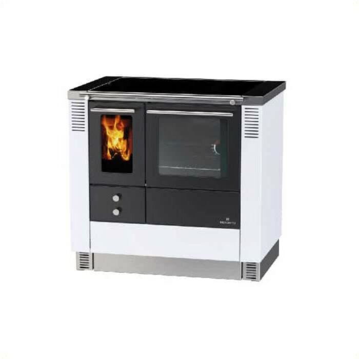 lohberger LC 75B EDITION VARIOLINE 7.0 kw natural convection hot air wood stove with oven - white/black matt grey