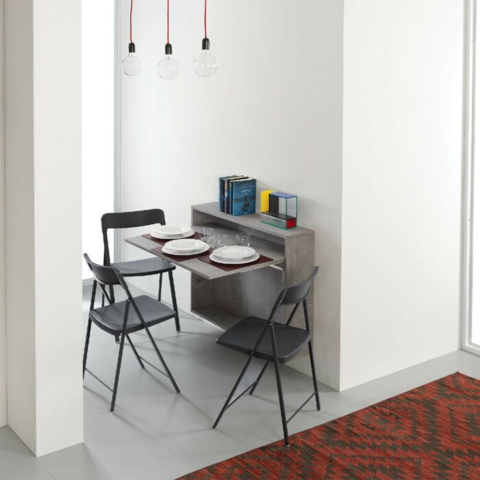 pezzani Bureau Bureau mural pliable en stratifié avec 3 chaises Zeta
