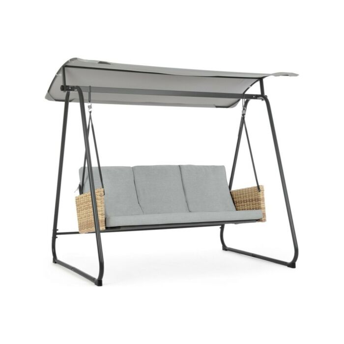 bizzotto yes 0790229 EASY 3-seater swing with painted metal structure and seat in removable gray fabric
