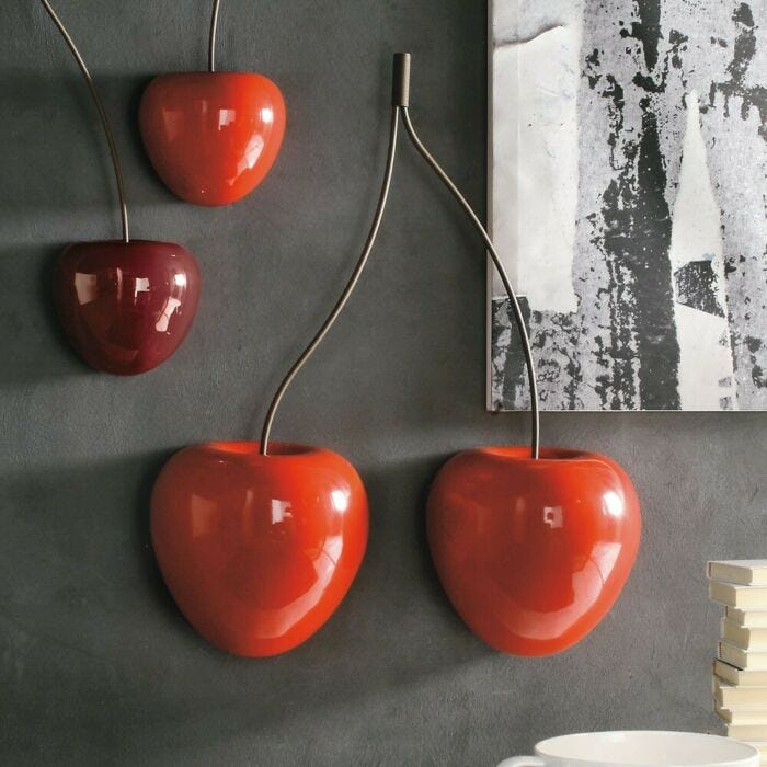 adriani & rossi CHERRY WALL CHERRY COLLECTION Ciliegie da parete in ceramica rosso lucido