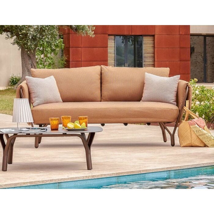 emu ANGEL 9046 Sofa mit Aluminiumrahmen und elastischer Gurtsitzfläche mit Sitz- und Rückenkissen - optionale Armlehnenkissen