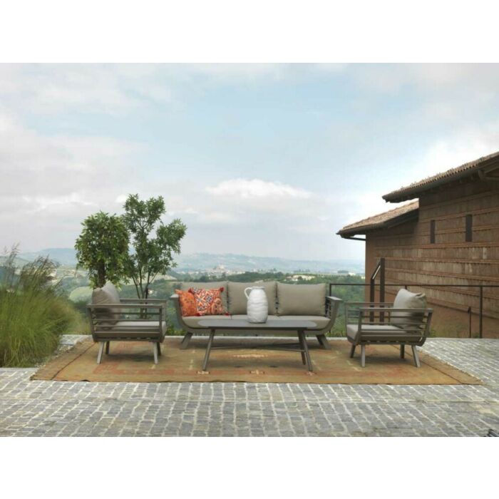 vacchetti 6451550000 RIVERSIDE Living room set 2 armchairs, 1 sofa, 1 aluminum coffee table