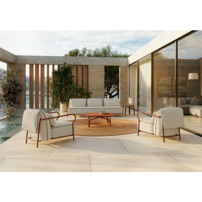 unopiù Salò Canapé 2/3 places en aluminium avec coussin d'assise et de dossier en tissu