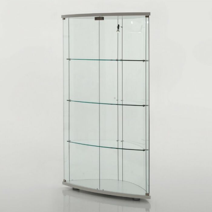 tonin casa GRACIA Corner showcase with wooden structure, doors and back in curved glass