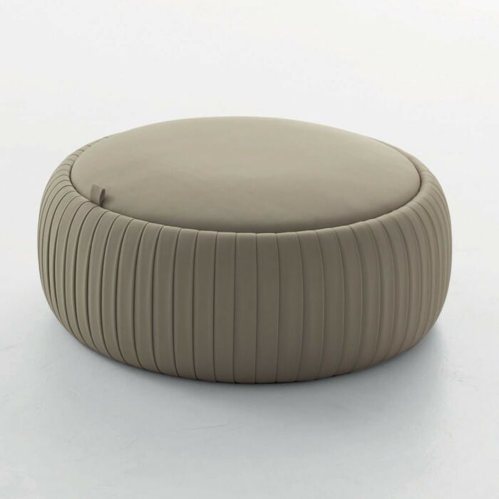 tonin casa PLISSÈ Round pouf covered in eco-leather with container