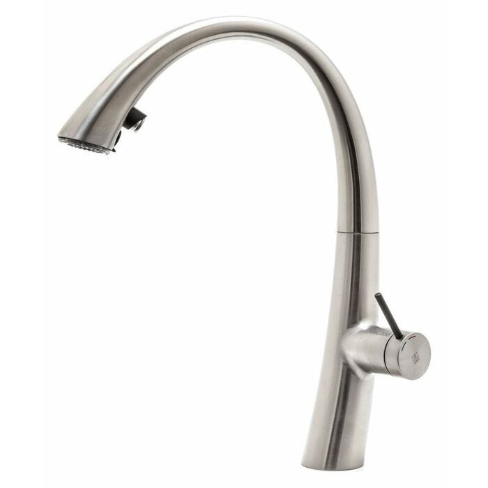 kwc 10.201.122.127FL ZOE Miscelatore cucina con doccetta e led - decor steel