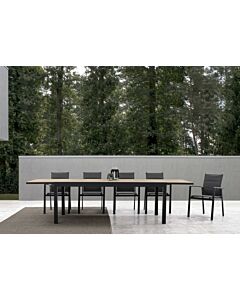 bizzotto yes 0662975 ELIAS Table extensible l. 200 x 95 cm avec structure en aluminium peint anthracite et plateau imitation bois couleur teck