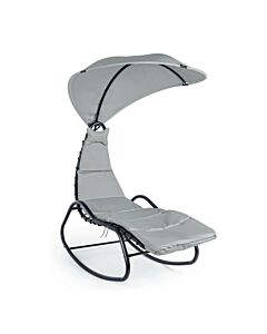 bizzotto yes 0790206 BAFFIN Chaise longue à bascule avec structure en acier peint anthracite et assise en textilène avec toit et coussin en polyester