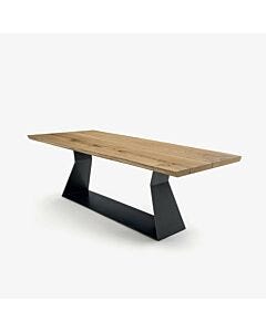 riva 1920 BEDROCK PLANK Tavolo fisso con struttura in ferro laccato | laccato effetto spazzolato opaco e piano in legno noce | rovere con nodi