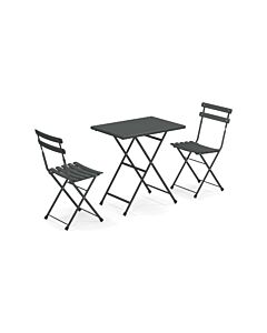 emu 3513 Arc en Ciel Ensemble de 2 chaises pliantes et 1 table pliante avec structure en métal laqué - fer antique