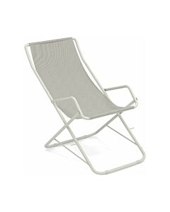 emu 170 Bahama Chaise longue avec structure en métal laqué blanc mat et assise en tissu ice