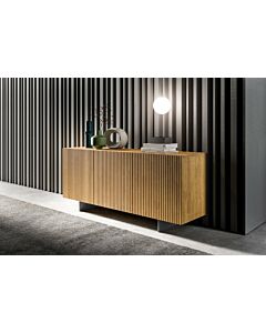 fgf STAR Madia 3 ante in legno massello finitura OAK con piedini in metallo | vetro | polipropilene