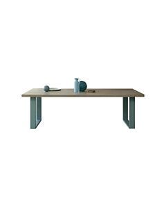 devina nais ALABAMA FREE TABLES Tavolo rettangolare fisso/allungabile - piano in legno massello con bordo dritto e struttura in ferro | legno | vetro