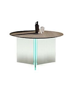 devina nais MANHATTAN RING FREE TABLES Tavolo rotondo fisso Ø 140 cm - piano in rovere massello con profilo diamantato e struttura in ferro | legno | vetro
