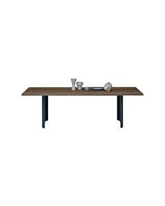 devina nais T2 FREE TABLES Tavolo rettangolare fisso/allungabile - piano in legno massello di rovere materico con bordo dritto e struttura in ferro | legno | vetro
