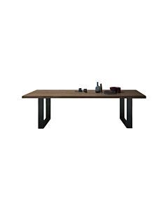 devina nais M2 FREE TABLES Tavolo rettangolare fisso/allungabile - piano in legno massello di rovere materico con bordo dritto e struttura in ferro | legno | vetro