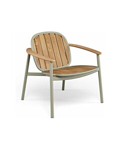 emu TWINS ALU-TEAK 6042 TWINS ALU-TEAK Fauteuil empilable avec structure en aluminium et assise, dossier et accoudoirs en bois - coussin en option