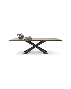 devina nais BALTIMORA FREE TABLES Tavolo rettangolare fisso/allungabile - piano in legno massiccio con struttura in ferro | legno | vetro